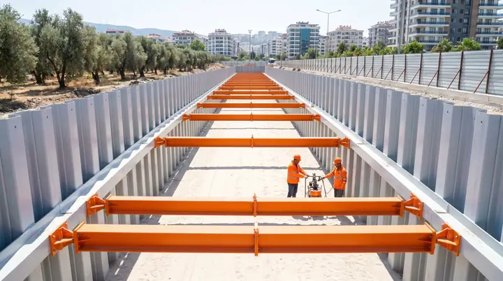 Bursa Palplanş: kanal hattında palplanş iksa